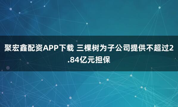 聚宏鑫配资APP下载 三棵树为子公司提供不超过2.84亿元担保