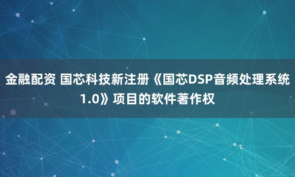 金融配资 国芯科技新注册《国芯DSP音频处理系统1.0》项目的软件著作权